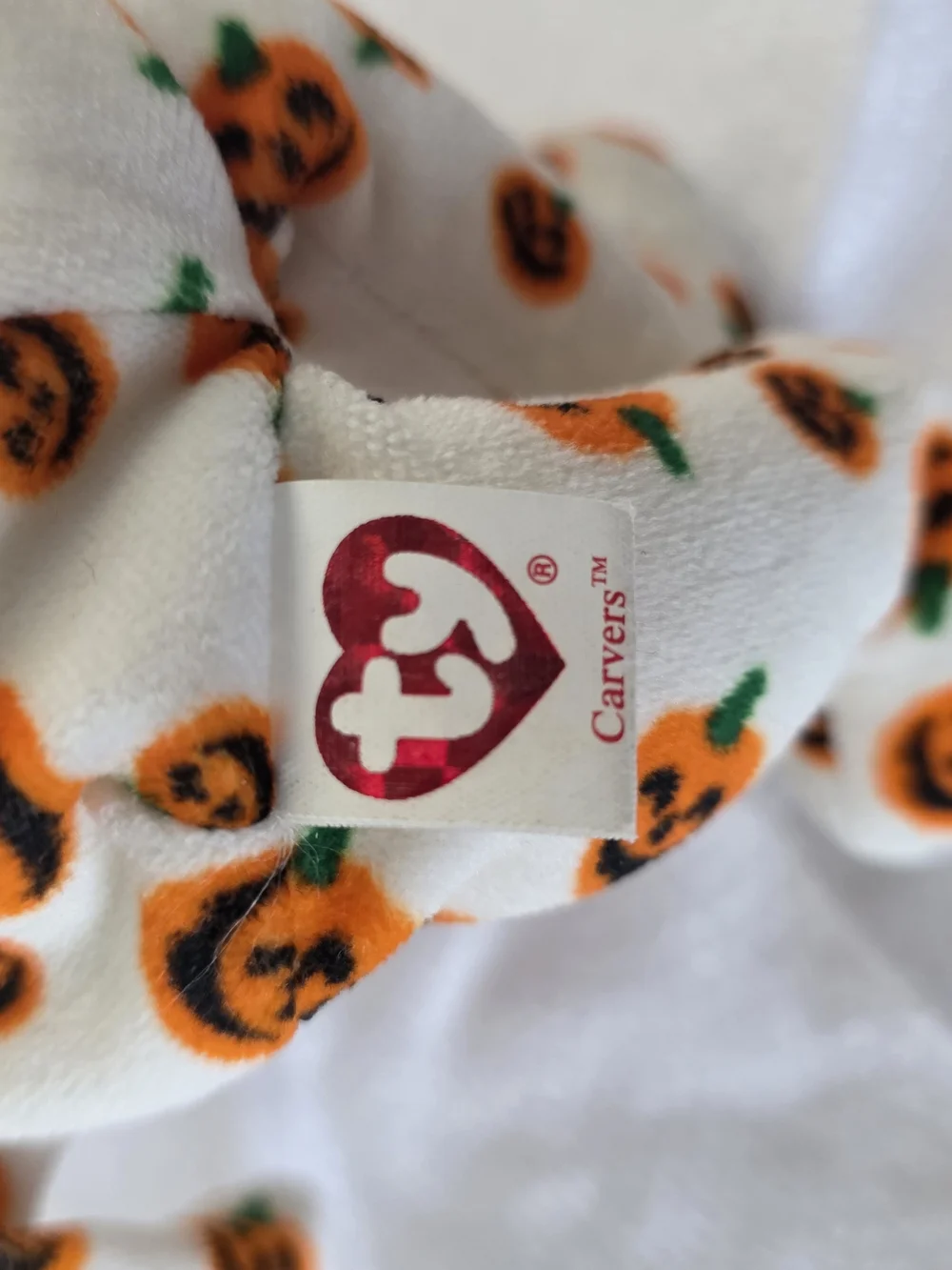 Ty White Plush Bears with Orange Pumpkin Print Carvers And Quivers